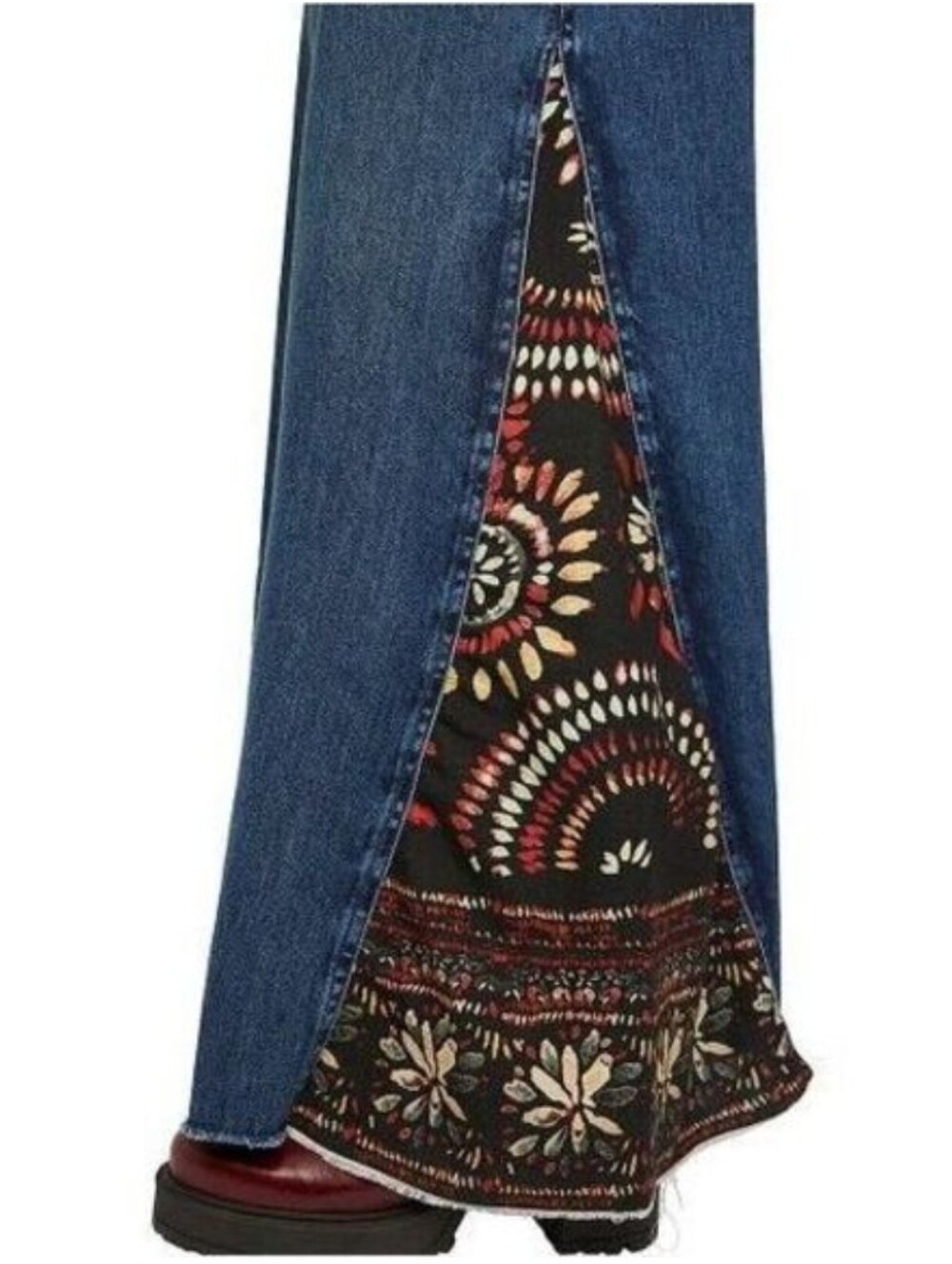 Free People Flared Jeans with Paisley inset (28) - Picture 5 of 10